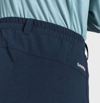 Navy-Hosen mit elastischem Bund, aus leichtem Gewebe gefertigt. Sie verfügen über eine subtile Struktur und das weiße "Schöffel"-Logo an der Seite.