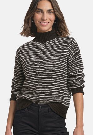 Street One, TURTLENECK SWEATER WITH STRIPED PATTERN - Pullover - black coffee