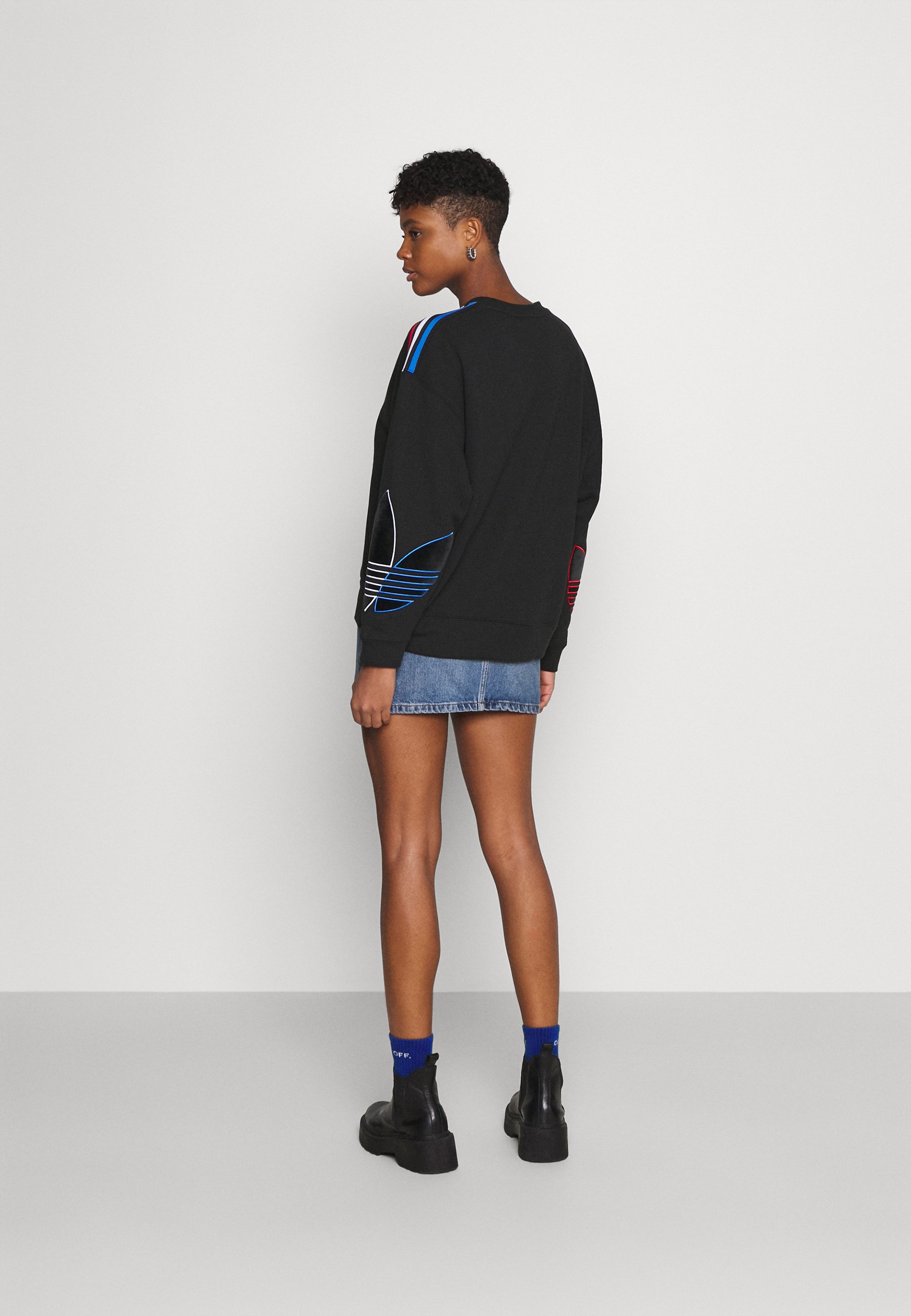 adidas tricolor trefoil velvet sweatshirt