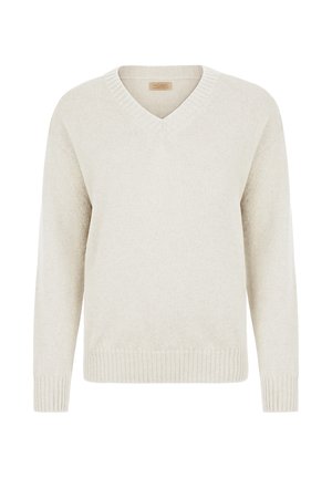 V NECK - Stickad tröja - White