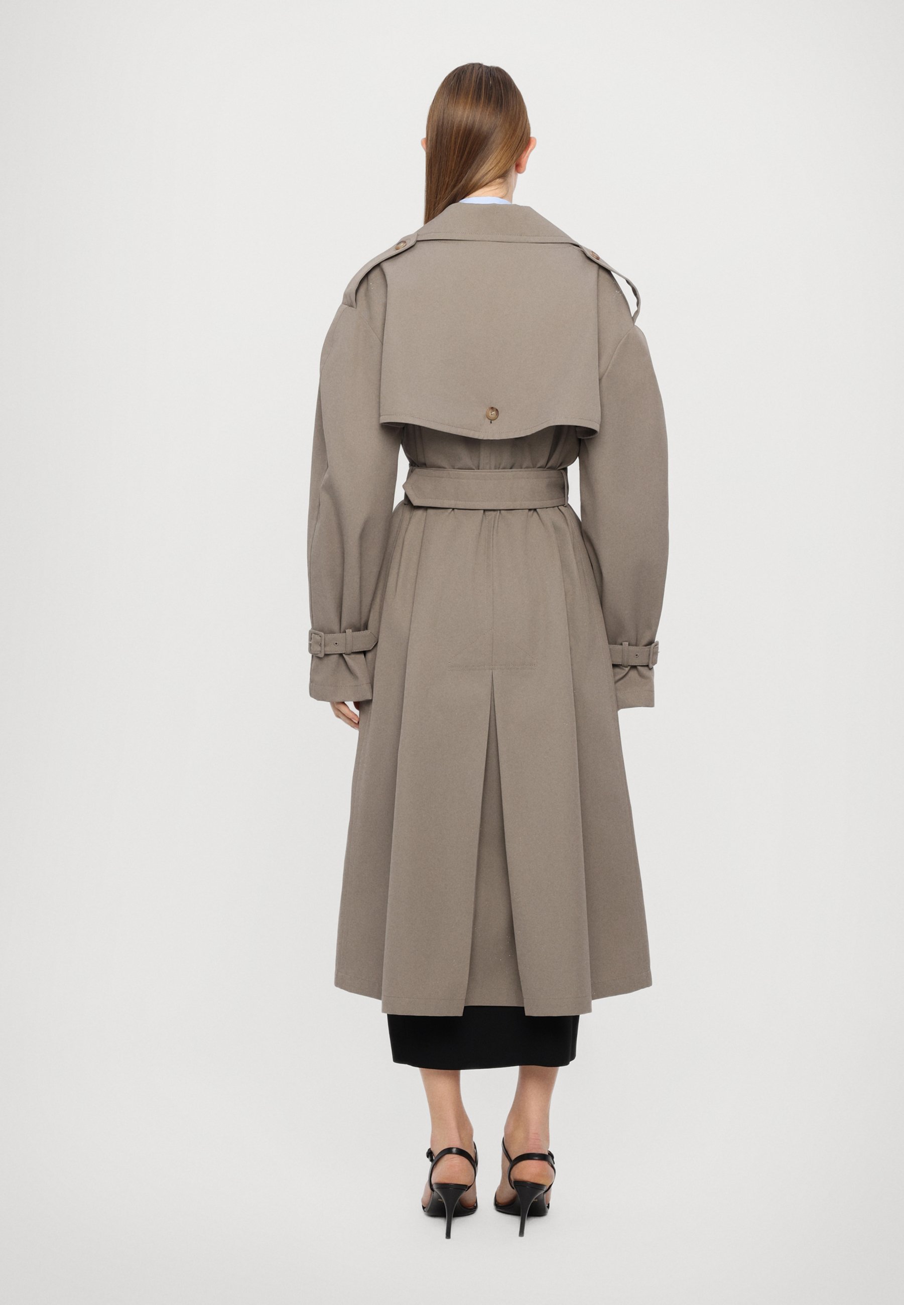 【関税＆送料込み】Moschino Beige Cotton Blend Trench Coat MOSCHINO Cotton Blend Gabardine Long Trench Coat Moschino