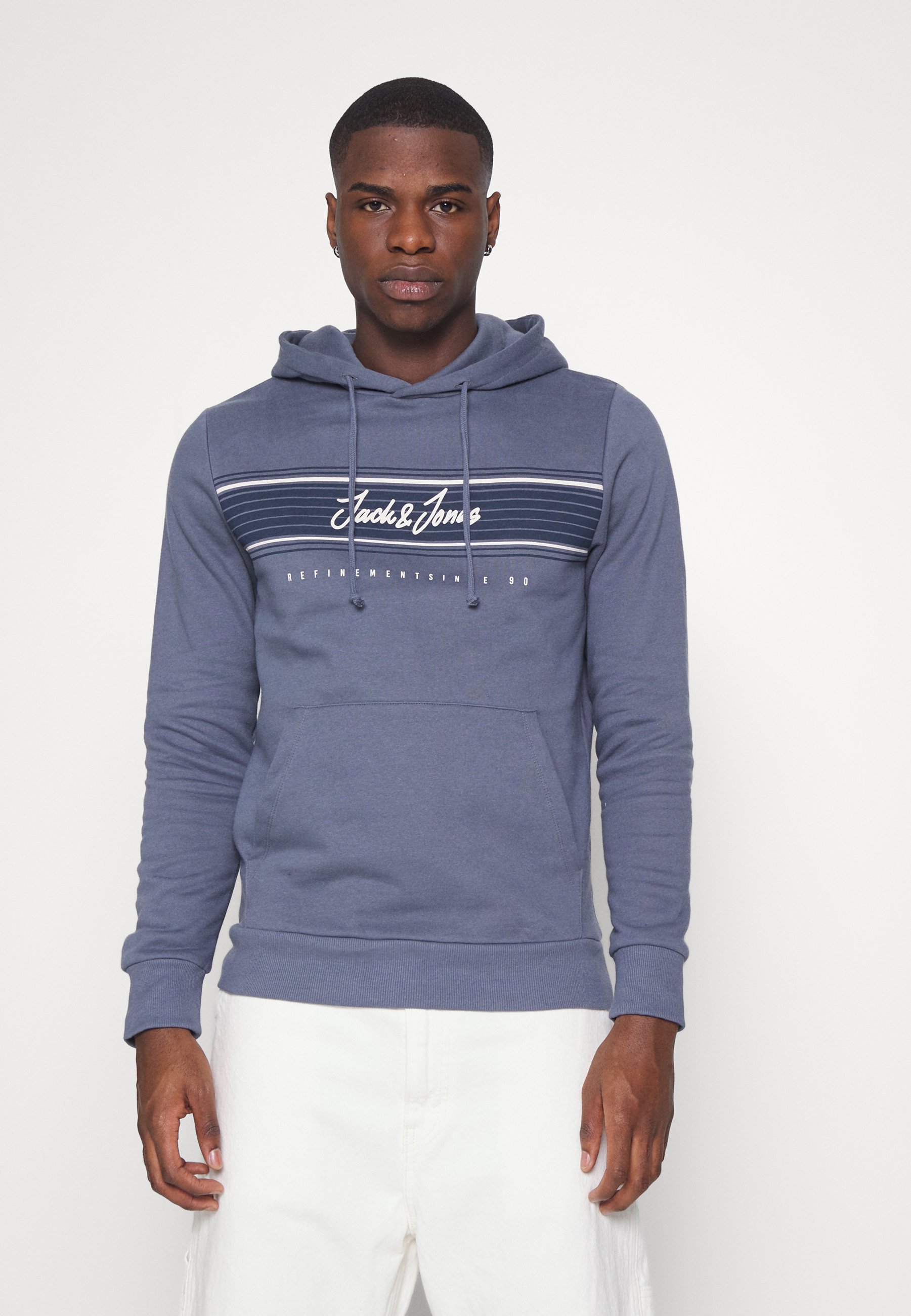 Jack \u0026 Jones JJLEO HOOD - Sudadera - grisaille/azul - Zalando.es