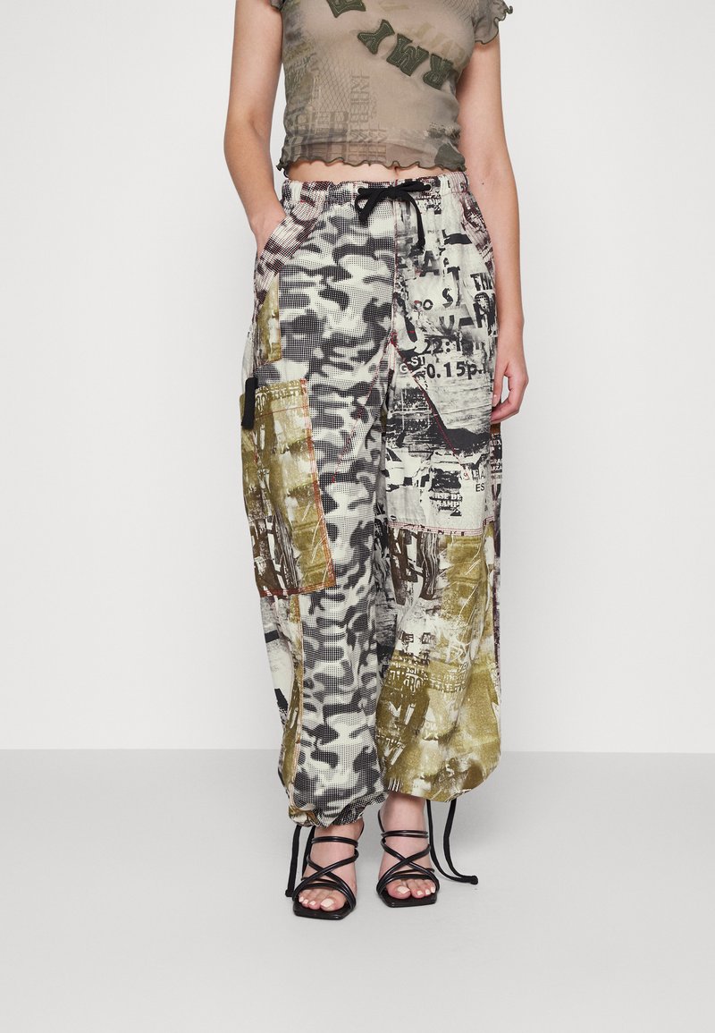Jaded London PATCHWORK CARGO PARACHUTE PANTS MIXED GRUNGE PRINTS