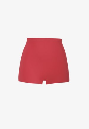 Hoge taille, geribbelde zwembroek in levendig rood. Gladde textuur, geen patronen, met een eenvoudig ontwerp en een rechte zoom aan de benen.