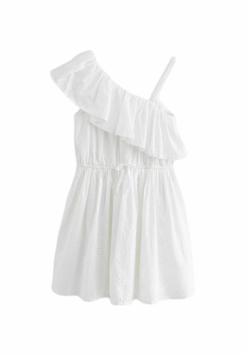Next ONE SHOULDER - REGULAR FIT - Vapaa-ajan mekko - white broiderie