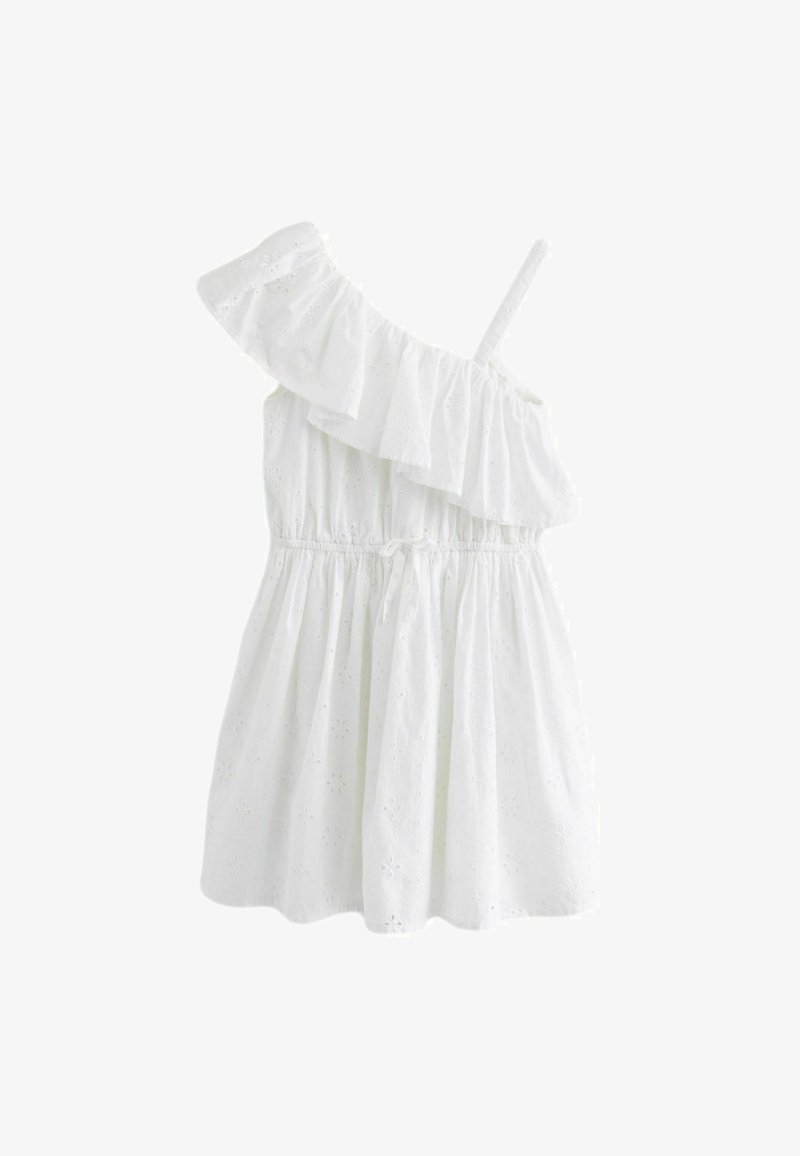Next ONE SHOULDER - REGULAR FIT - Vapaa-ajan mekko - white broiderie