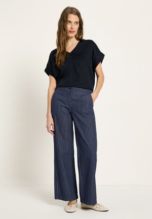 STREIFEN-MARLENE - Stoffhose - blue/white