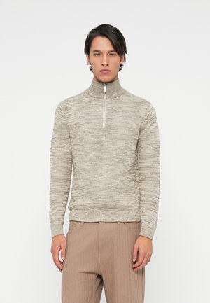 SLHDANE STRUCTURE HALF ZIP - Strickpullover - oatmeal