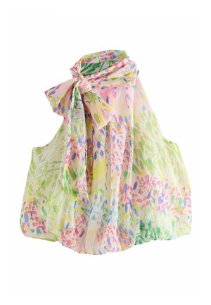 Next, REGULAR FIT - NATIONAL TRUST X BUBBLE HEM HALTER NECK TOP - Top - green pink floral