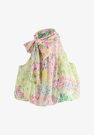 Next, REGULAR FIT - NATIONAL TRUST X BUBBLE HEM HALTER NECK TOP - Top - green pink floral