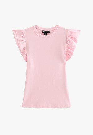New Look, PALE FRILL SLEEVE TOP - T-shirt print - pale pink