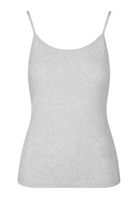 Grijze camisole top van zachte stof, met dunne verstelbare bandjes en een ronde halslijn. Gladde textuur, getailleerde pasvorm.