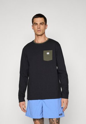 SHOP STICKER POCKET RESPONSIBILI-TEE - Long sleeved top - black/basin green