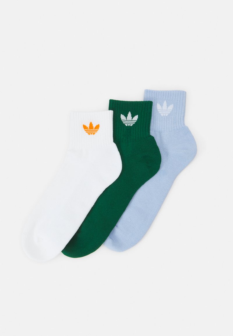 adidas Originals MID ANKLE UNISEX 3 PACK Socken white/dark green