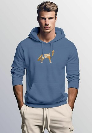Neverless AUFDRUCK POLYGON WOLF GEOMETRIE MOTIV FASHION STREETSTYLE - Hoodie - indigo blue
