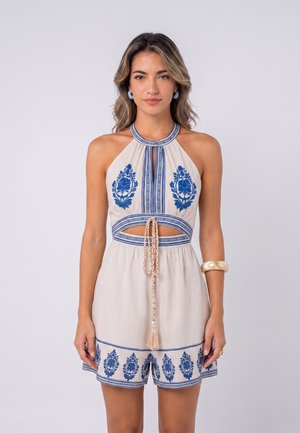 Cupshe, GETAWAY LOVE ORNATE ROMPER - Jumpsuit - beige blue