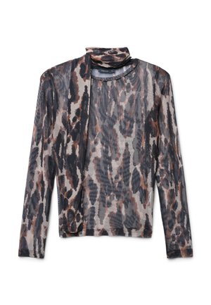 COLLO A SCIARPA IN ANIMALIER - T-shirt à manches longues - var marrone scuro