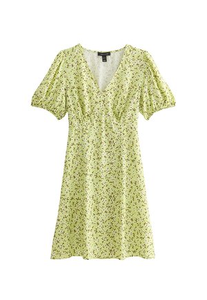 New Look, YELLOW FLORAL SHORT SLEEVE MINI DRESS - Day dress - orange yellow pattern