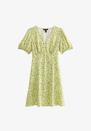 New Look, YELLOW FLORAL SHORT SLEEVE MINI DRESS - Robe de jour - orange yellow pattern