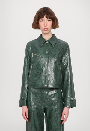 BELLE - Imitert skinnjakke - sycamore green