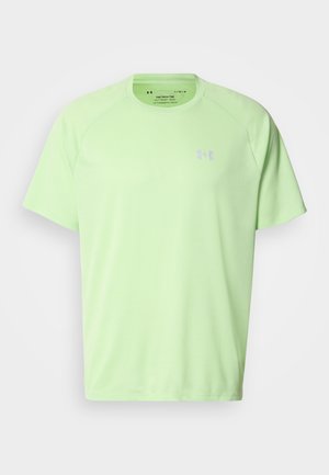 Lichtgroen sport T-shirt van gestructureerde stof, met korte mouwen en een ronde hals. Under Armour-logo in bijpassende kleur.