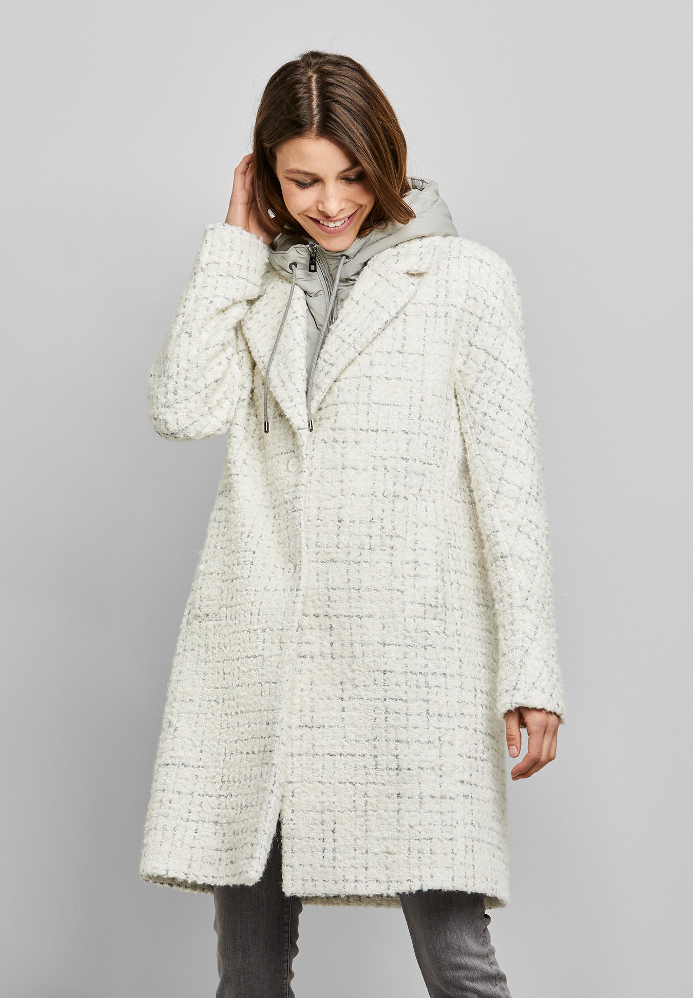 tweed mantel damen blau