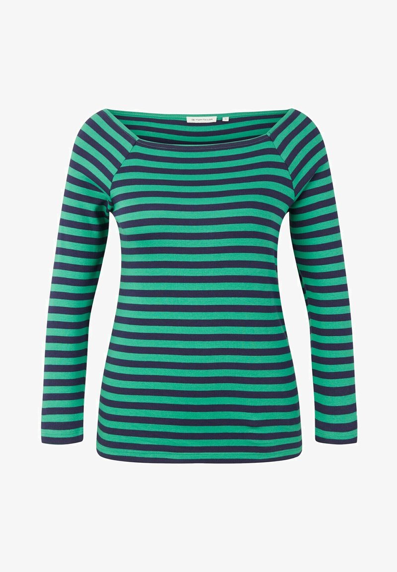 TOM TAILOR GESTREIFTES MIT KARREE AUSSCHNITT - Långärmad tröja - green navy stripe