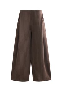 WIDE LEG STRIPED WITH SOFT TOUCH   - Stoffhose - brown