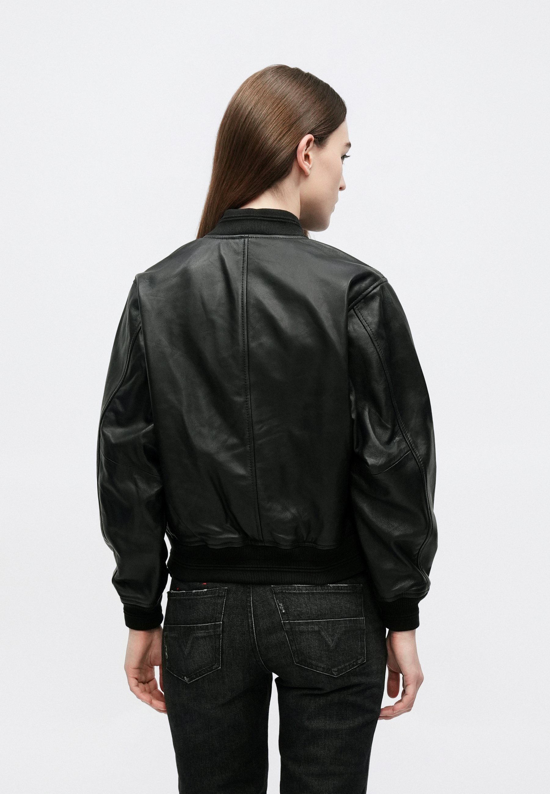 Diesel L ILYAN RB - Leather jacket - black - Zalando