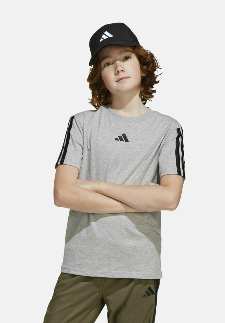 adidas STRIPES - Camiseta estampada - medium grey heather black