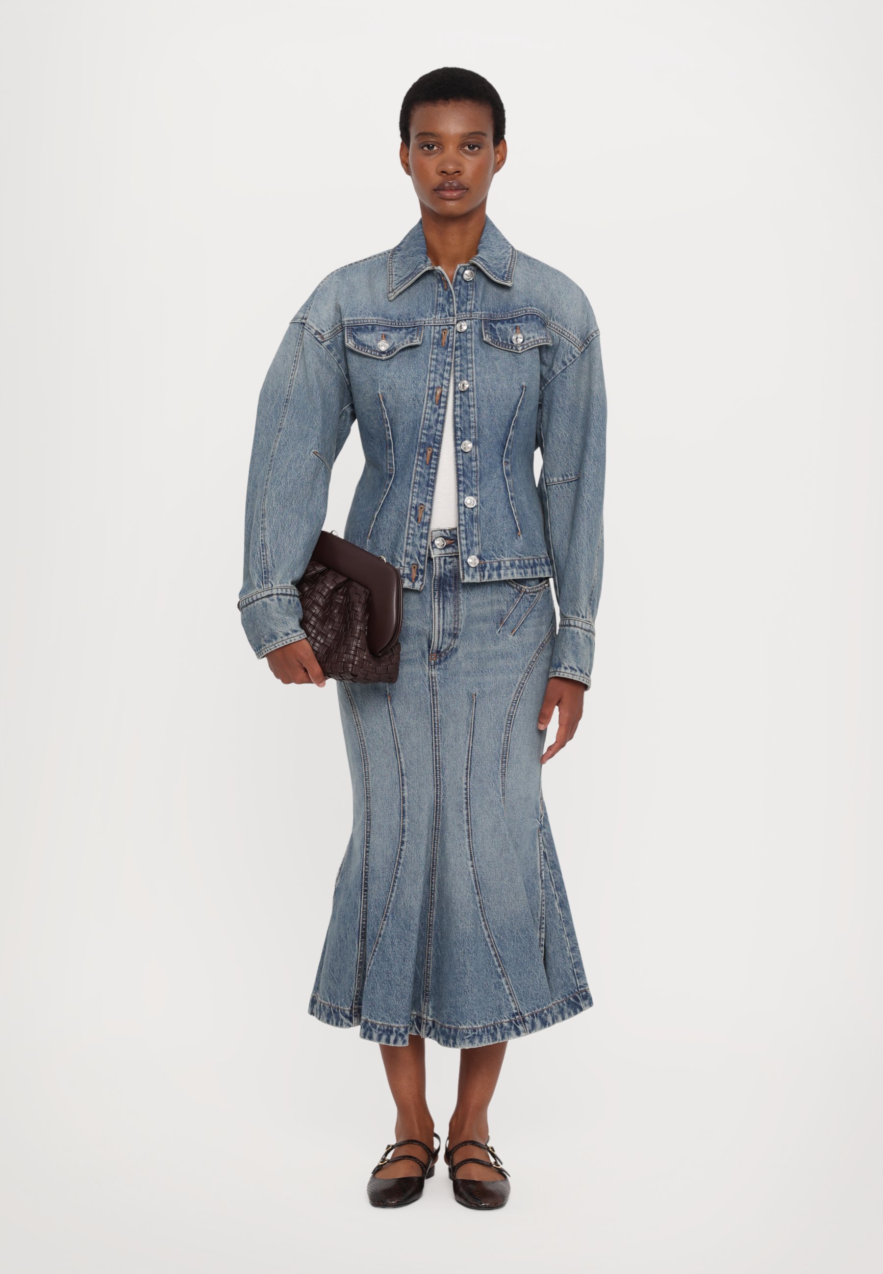 【送料&関税込】SportMax Casa Flared Denim Midi Skirt Sportmax CASA - Denim skirt - blue azure/blue - Zalando.co.uk