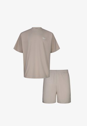 SIKSILK, T-SHIRT AND SHORTS SET - Træningsbukser - beige