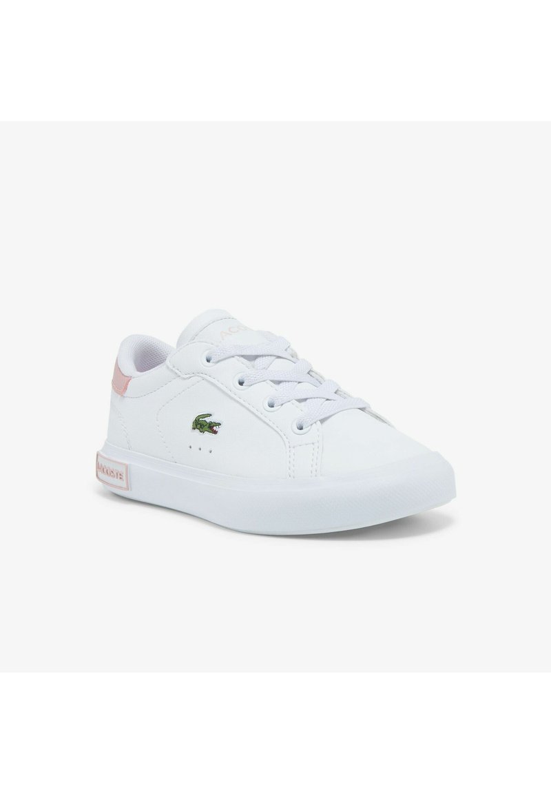 Lacoste POWERCOURT INFANT  ELASTIC LACES UNISEX - Sportcipő - wht/lt pnk