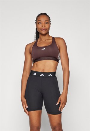 POWERREACT MEDIUM SUPPORT HYPERGLAM BRA - Medium support sports bra - shadow brown/white