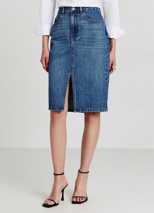 Calliope CON SPACCO - Gonna di jeans - blu denim medio
