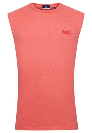 Ärmelloses Korallen-Top aus weicher Baumwolle mit Rundhalsausschnitt und dezentem, gesticktem Logo auf der linken Brust.