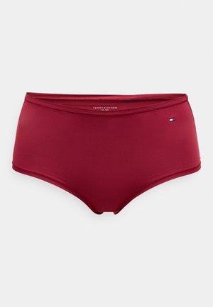 Bordo korkeavyötäröinen bikinitoppi, joka on valmistettu sileästä kankaasta. Sisältää pienen logopainatuksen vyötärön lähellä ja saumoittoman muotoilun.