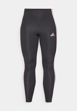 Sorte leggings laget av jevnt, elastisk stoff med rosa side-striper og en liten rosa logo på venstre lår. Fittet design.