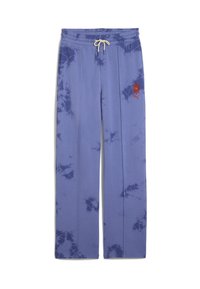 Violetā tērpi ar saulainu mirdzumu, elastīgu vidukli, auklu un izšūtu saules dizainu kreisajā augšstilbā. Mīksts audums, brīva piegriezums.