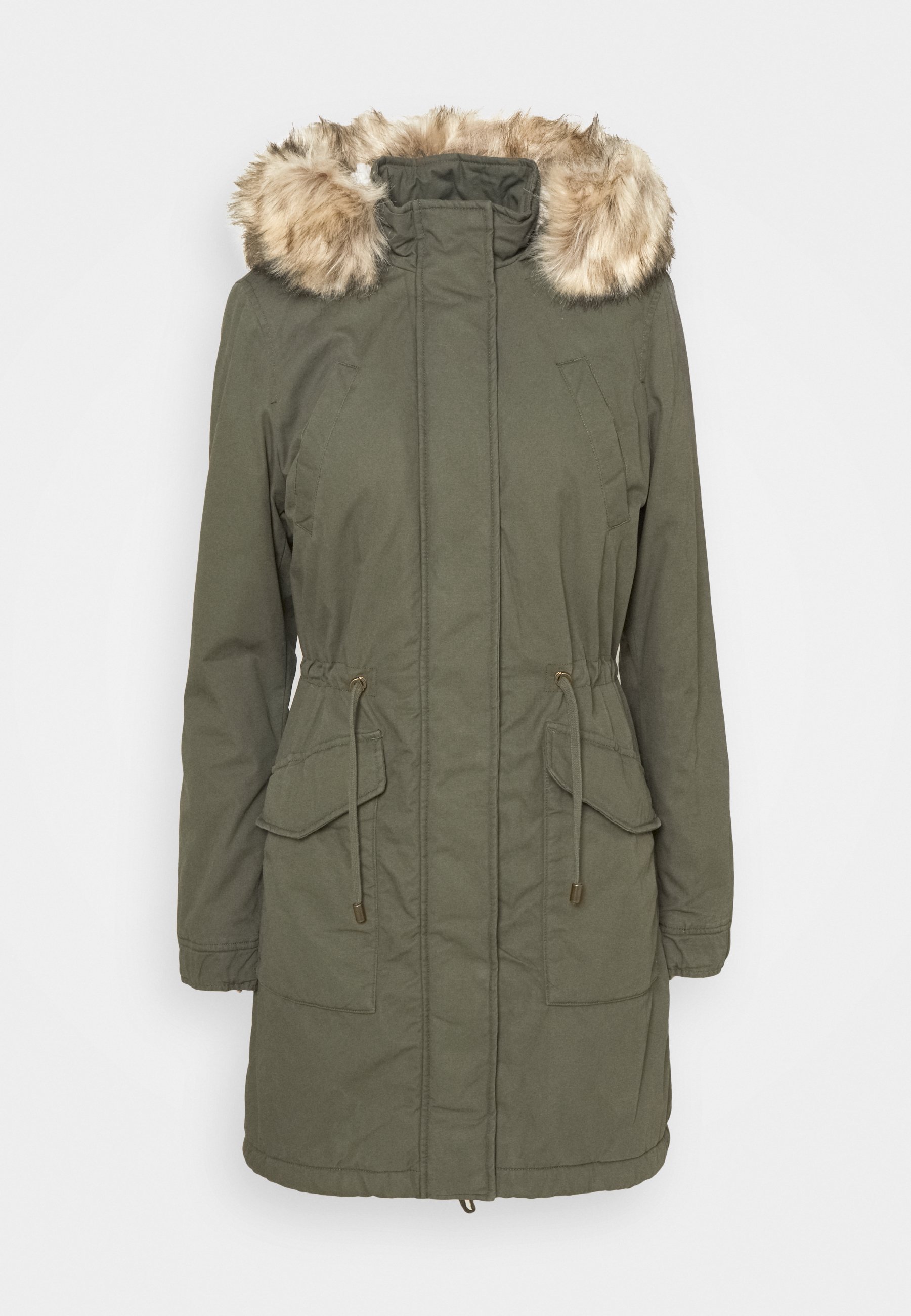 khaki lined parka