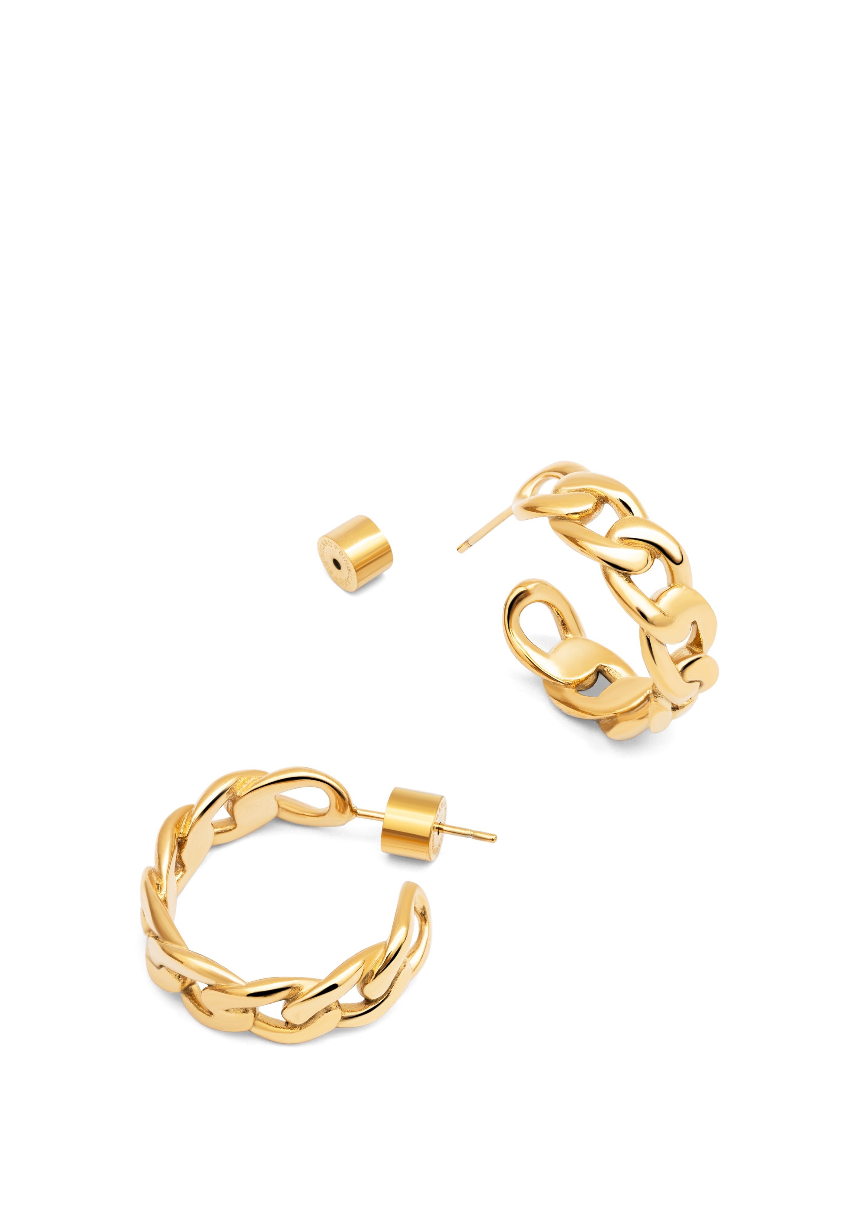 SINGULARU Orecchini Cerchio Gear In Acciaio | Placcati Oro 18K O Rodio, Design Strutturato, Leggeri E Ipoallergenici
