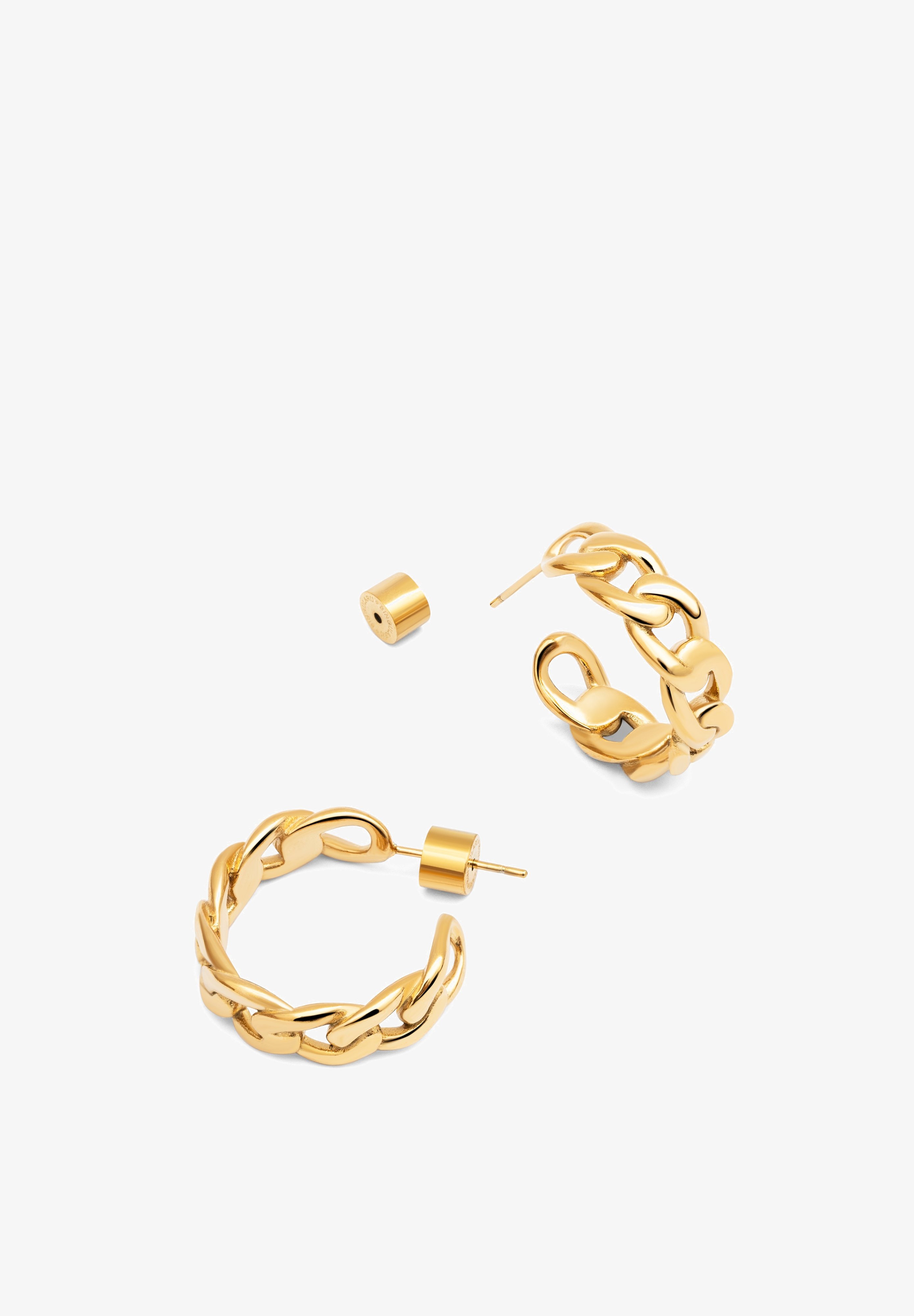 SINGULARU Orecchini Cerchio Gear In Acciaio | Placcati Oro 18K O Rodio, Design Strutturato, Leggeri E Ipoallergenici