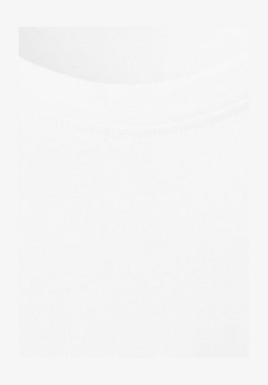 White cotton t-shirt fabric with a smooth texture and a round neckline. The surface is uniform, displaying no patterns or accents.