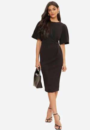 Friends Like These TAILORED KNOT DETAIL FLUTTER SLEEVE MIDI  PETITE   - Kasdienė suknelė - jet black