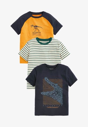 3 PACK - Triko s potiskem - ochre yellow navy blue