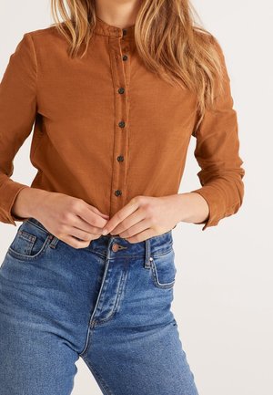 Button-down blouse - mottled ochre