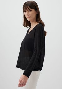 Jimmy Key V-NECK LONG SLEEVE STYLISH BASIC BLOUSE - Blouse - black