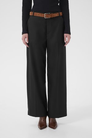 PAULA STRAIGHT PANTS - Kelnės - black