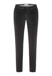 Schwarze Cordhosen in schmalem Schnitt. Mit Vorder-Taschen und Reißverschluss. Weicher Stoff mit sichtbarem Rippmuster. Einfarbiger Rücken.