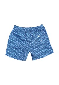 Pantaloni da bagno blu con un motivo a stelle in diverse tonalità, vita elastica e una tasca sul retro con un discreto dettaglio del logo.